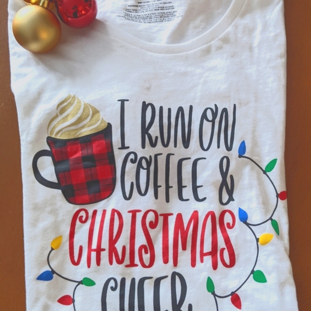 Christmas Printed Coffee & Cheer TShirt